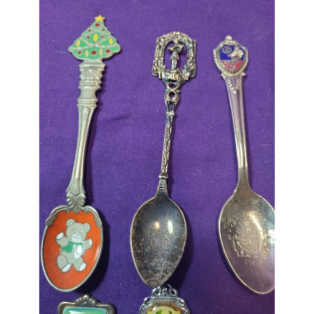 Vintage Collectable Mini Spoons Lot Of 10, Pewter, Silver Plated